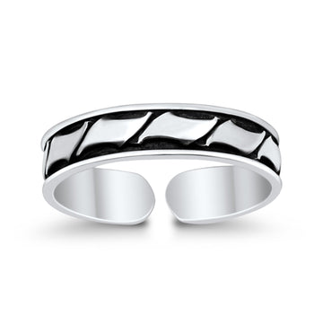 Bali Design Toe Ring Adjustable Band For Women 925 Sterling Silver (4mm)